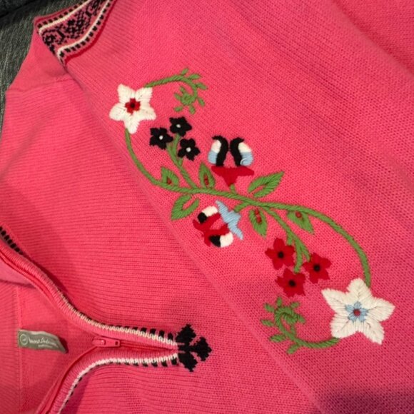 Hanna Andersson Pink Nordic 100% Cotton Sweater Half Zip Women’s Size Large - Picture 3 of 8
